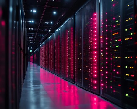 Illuminated server room corridor. (15)