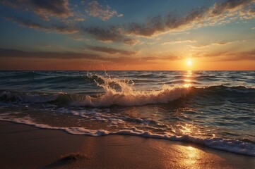 Fototapeta premium sunset on the sea,sunset on the beach,sunset over the sea