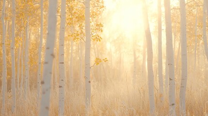 Golden Hour Birch Forest Autumnal Serenity Nature s Glow
