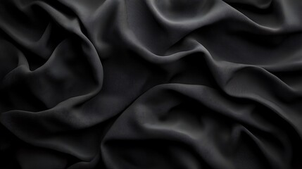 Obraz premium Closeup of rippled black silk fabric