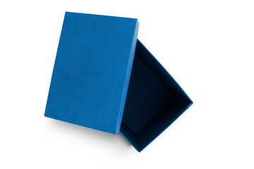 blue cardboard box with cover isolated on a white background 