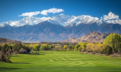 Mountain golf course autumn scenery