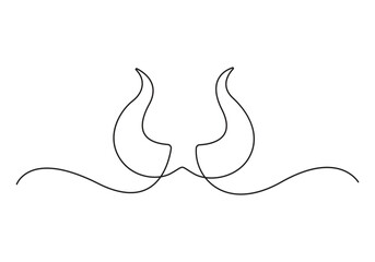 Devil horns continuous one line drawing. Vector illustration