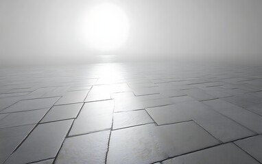 Fototapeta premium Sunlit foggy paved ground.
