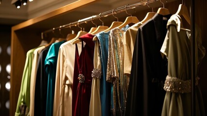 Obraz premium Backstage dressing room filled with colorful costumes and props, symbolizing creativity, preparation, and the magic of transformation in performing arts.