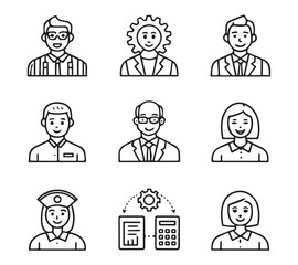 People icon set in flat style. Line icon set. Management line icons. Line Business People. Human resources. office management. with white background Vector illustration.