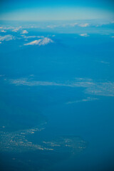 飛行機から見た富士山