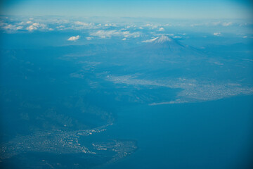 飛行機から見た富士山