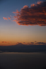 飛行機から見た富士山