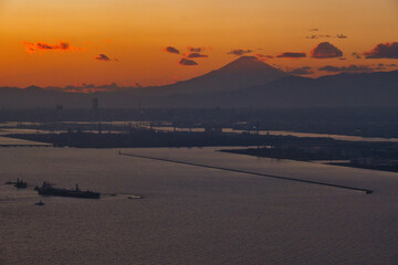 飛行機から見た富士山