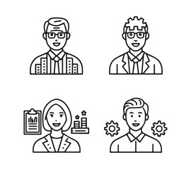 People icon set in flat style. Line icon set. Management line icons. Line Business People. Human resources. office management. with white background Vector illustration.