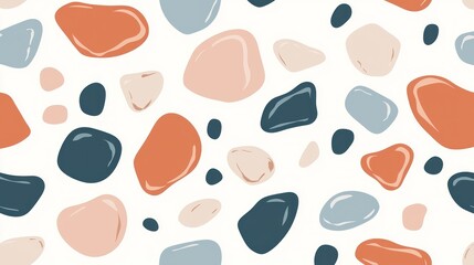 Abstract Terrazzo Pattern: Colorful Pebbles Seamless Design