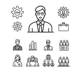 People icon set in flat style. Line icon set. Management line icons. Line Business People. Human resources. office management. with white background Vector illustration.