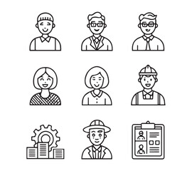 People icon set in flat style. Line icon set. Management line icons. Line Business People. Human resources. office management. with white background Vector illustration.
