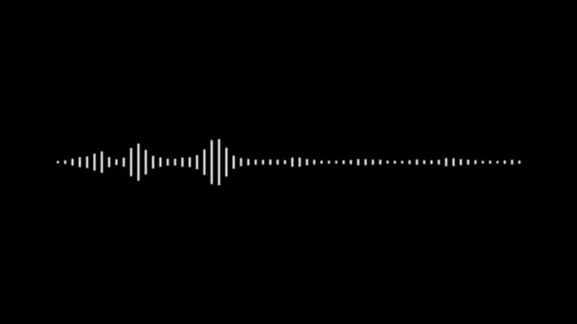 audio bar, spectrum form white video footage of audio visualizer on black background. Abstract music waves oscillation. Futuristic sound wave visualization. wave form Audio.