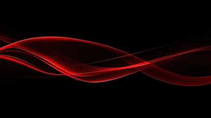 Abstract Red Waves on Black Background: A Digital Art Piece