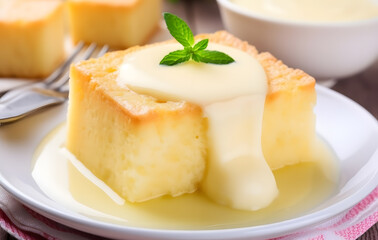 Bread, bread cakes topped with cream are a sweet and healthy snack.