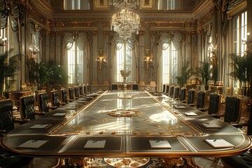Fototapeta premium An elegant conference room with refined decor