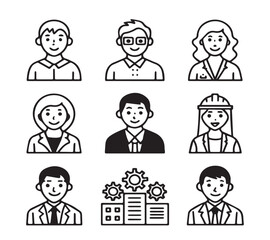 People icon set in flat style. Line icon set. Management line icons. Line Business People. Human resources. office management. with white background Vector illustration.