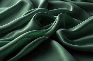 Obraz premium realistic photo, green flowing fabric, fabric flows on the left side 