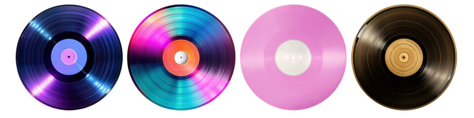 Vinyl record png cut out element set, transparent background