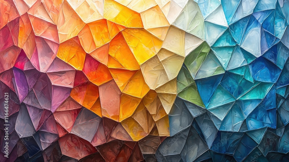 Aufkleber a colorful abstract design with geometric shapes creating a vibrant, textured surface.