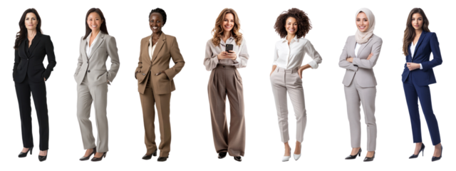 PNG Diverse professional women smiling, element set on transparent background