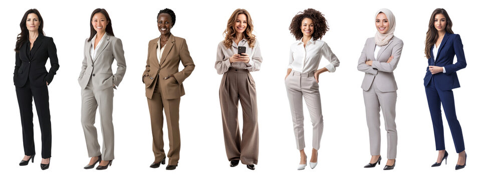 PNG Diverse professional women smiling, element set on transparent background