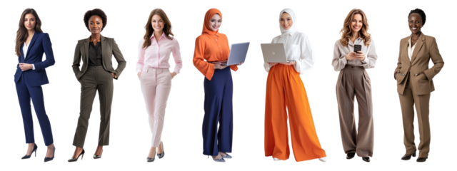 PNG Diverse professional women standing confidently, element set on transparent background