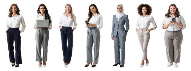 PNG Diverse professional women standing confidently, element set on transparent background