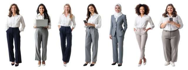 PNG Diverse professional women standing confidently, element set on transparent background