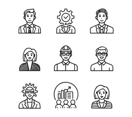 People icon set in flat style. Line icon set. Management line icons. Line Business People. Human resources. office management. with white background Vector illustration.