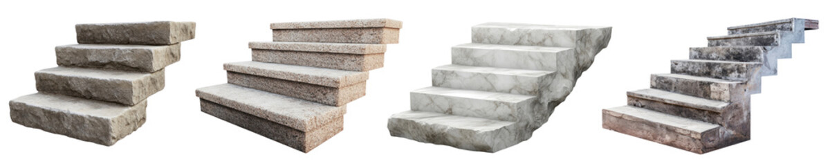 PNG Stone staircases with varied textures, element set on transparent background
