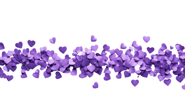 Border made of falling paper hearts transparent background - Powered by Adobe