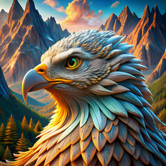 A Majestic Eagle Soaring Above the Mountains.