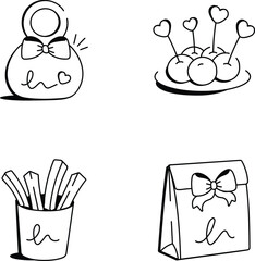 Pack of Hand Drawn Birthday Gifts And Party Icons 