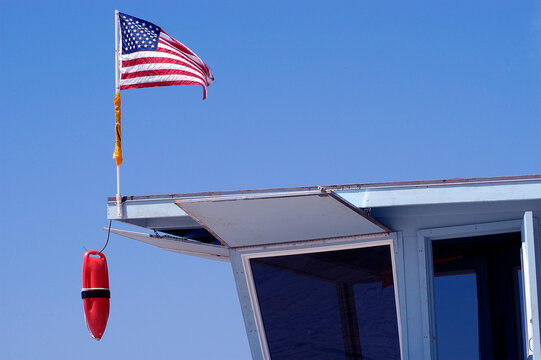 Flag on Lifeguard Station Detail