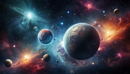 Cosmic Nebula: Vibrant Planets and Celestial Wonders in Deep Space