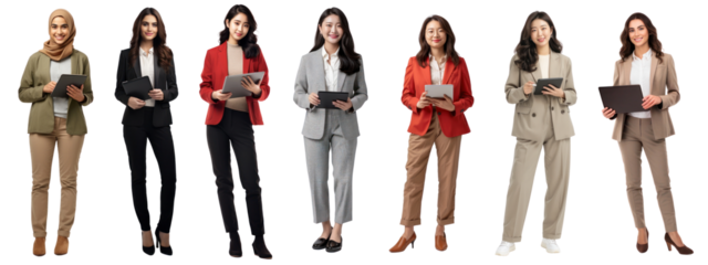 PNG Diverse professional women standing confidently, element set on transparent background