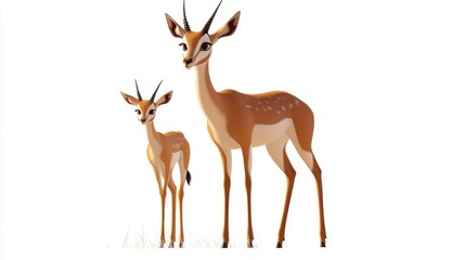 cute animation of antelope full body stock image, isolated on a white background