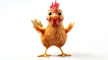 Fototapeta premium cute animation of chicken full body stock image, isolated on a white background