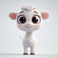 Create very clean and sleek 3d cute jungle animal character, cute eyes, 3d cartoon style, no accessories on character, good lighting, flat white background  made with generative AI