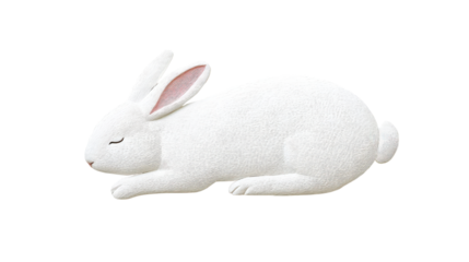 Sleeping white rabbit figurine with soft texture
