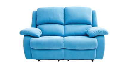 Soft blue sofa with plush cushions for comfort