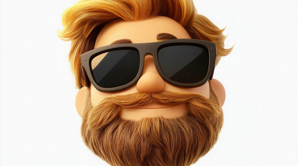 3d cartoon man with blond hair, beard, sunglasses, happy expression, digital art, animated male face, avatar profile, stylized illustration, blond haired character, close-up render