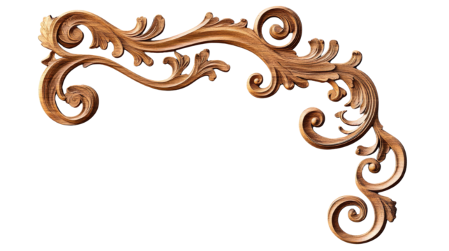 Ornate wooden decorative element with intricate carvings
