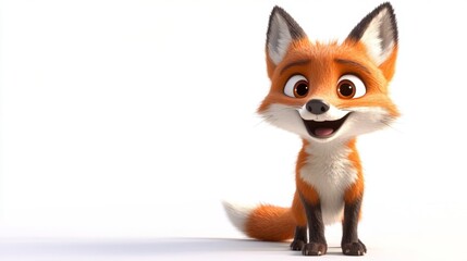 Obraz premium cute animation of fox full body stock image, isolated on a white background