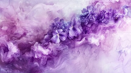 Fototapeta premium Dreamy Purple Flowers in Misty Background High Resolution Floral Art