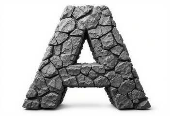 Cracked stone capital letter suitable for graphic design projects, typography, construction industry, educational materials, and logo creation.