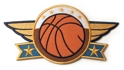 Basketball Embroidered Patch Badge Isolated on a White Background Celebrating Sports Culture